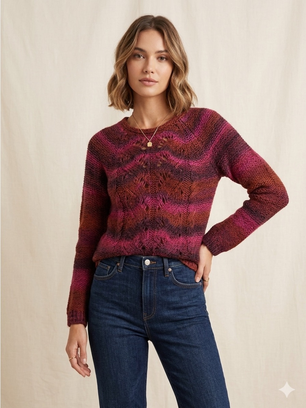 House of Harlow 1960 Multicolor Striped Long Sleeve Knit Sweater Size XS